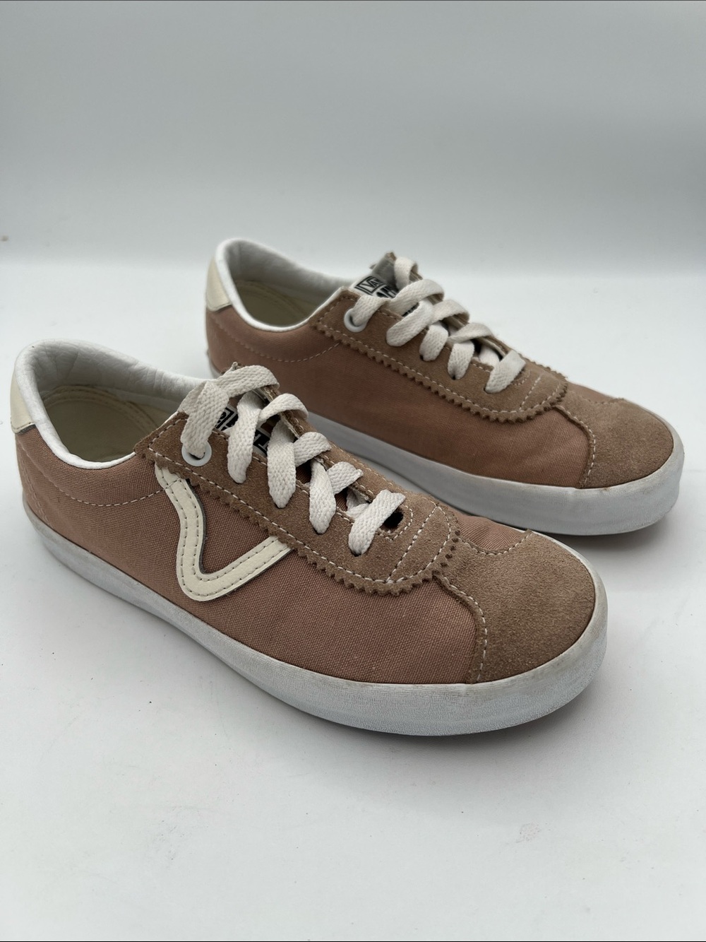 Vans Old Skool Kids 1.5 Brown Tan Suede Canvas Low Top Sneakers
